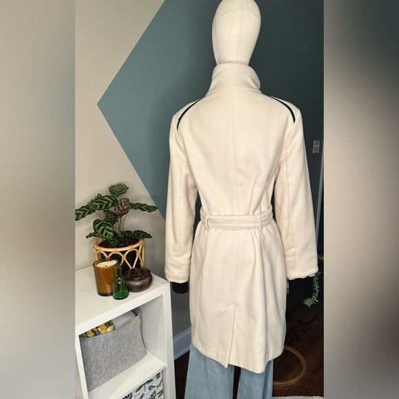Vince Camuto Single Breasted Wool Belted Zip Front Funnel Neck Walker Coat - M - Picture 5 of 13